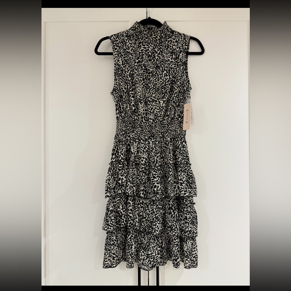 Elegant Black and White Tiered Dress